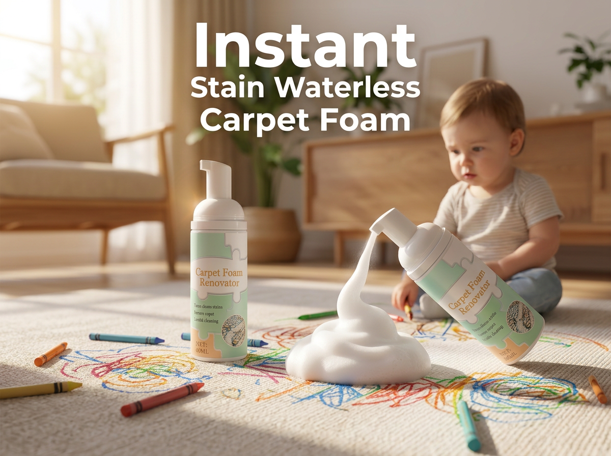 Waterless Carpet Foam Stain Remover with Towel