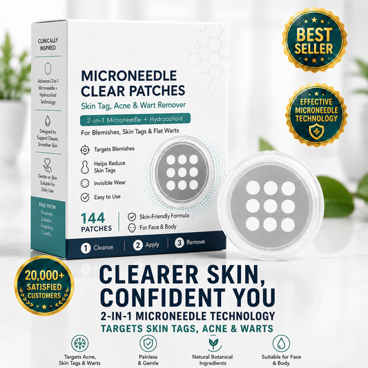 ✨2-in-1 Microneedle & Hydrocolloid Patch🍀| Clear Comfort Skin Patches for Face & Body