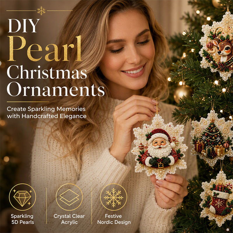 🎄✨ 5D Christmas Sparkle Art DIY Ornament Kit – Create Your Own Glittering Gem & Pearl Tree Decorations 💎🎁